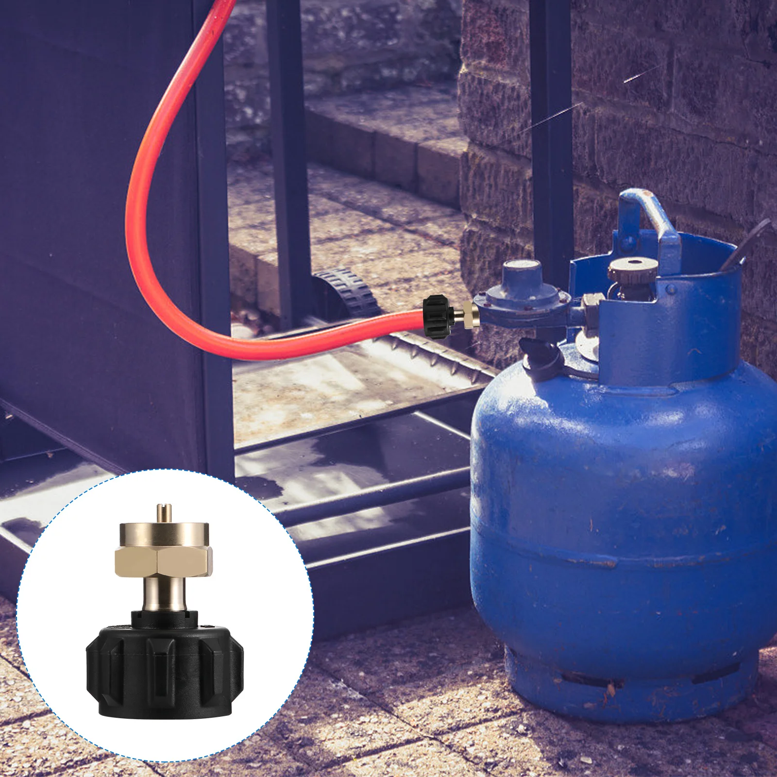 Adattatore di ricarica per serbatoio di propano da 1 libbra Materiale in ottone Strumento di trasferimento del gas di facile installazione Filettatura standard USA Campeggio Barbecue Gas esterno