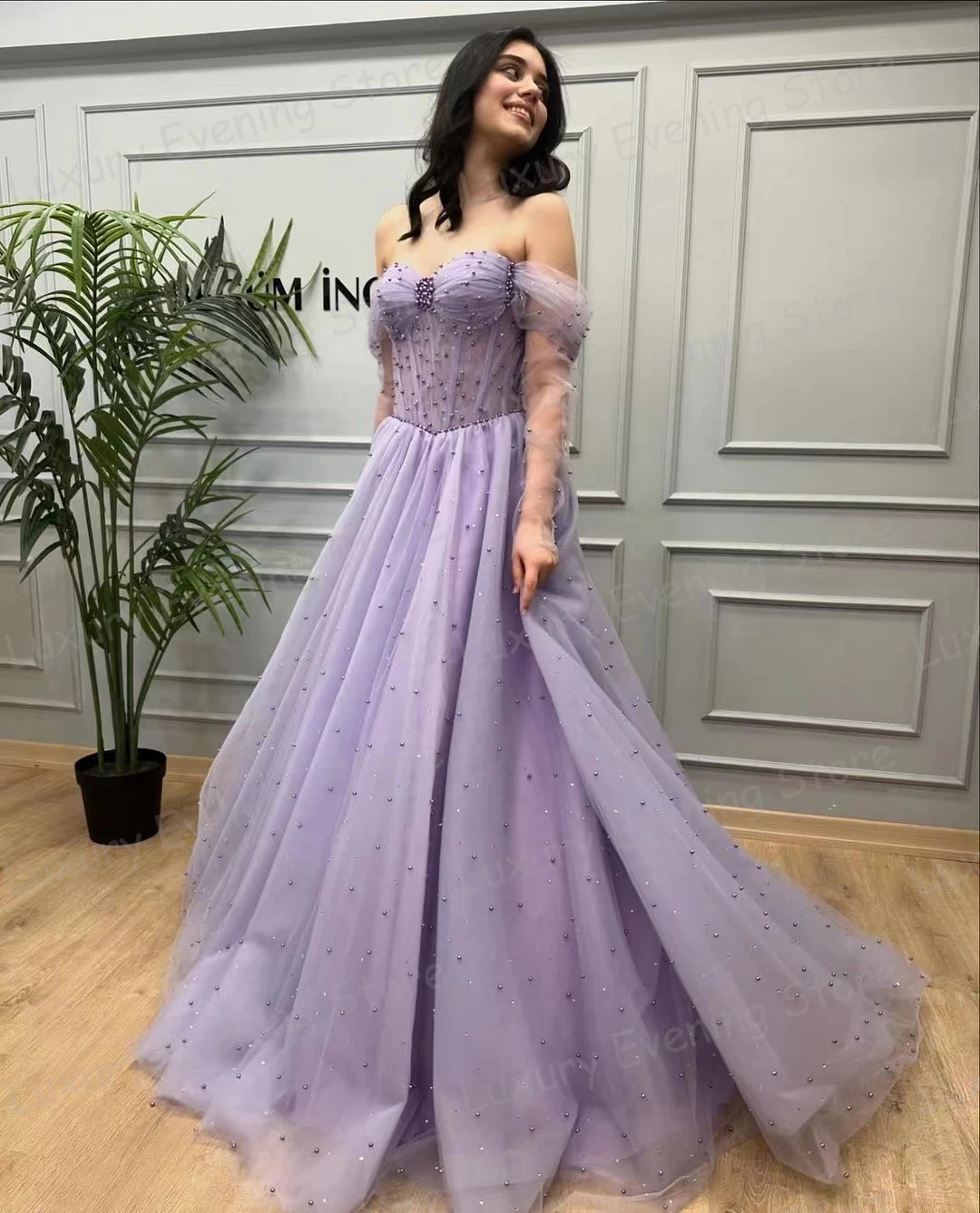 Candy Color Evening Dresses Woman\'s A Line Sexy Sweetheart Princess Off The Shoulder Prom Gowns Elegant Beading Formal Fashion