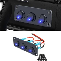 12V Multi-Functional 1-4 Gang Rocker Toggle Control Button Switch Panel Car Boat Marine RV Truck Blue LED Styling Accessories