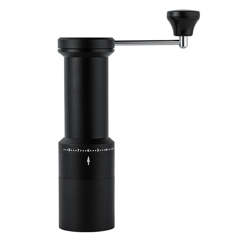 

One-piece, stainless steel, coffee grinder, hand crank, household, portable, grinding exterior with scale