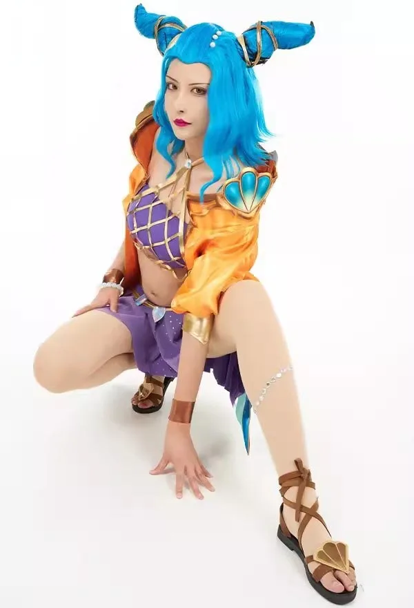 Traje de Cosplay de Game LoL The Spark Of Zaun Ocean Song Zeri para mujer, uniforme de piel Sexy de Anime, traje de fiesta de Carnaval de Halloween