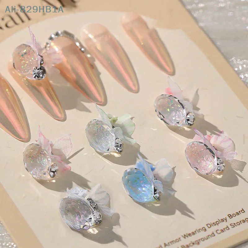 5pcs Butterfly Wings Clear Crystal Dove Egg Butterfly Water Diamond Symmetric Splice Butterfly Metal Resin Bow Nail Decoration