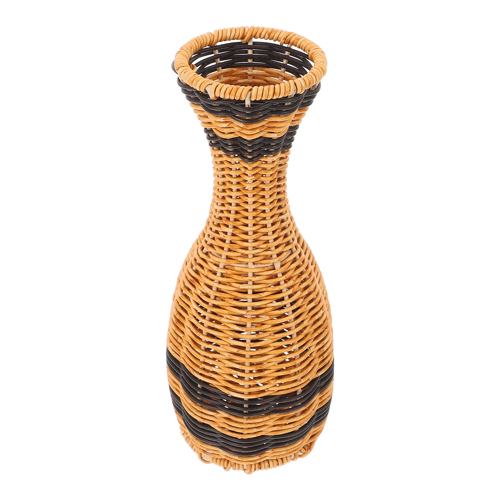 

Plastic Woven Flower Vase Rustic Rattan Look Flower Holder Indoor Use Decorative Vase for Dried Flowers Table Decor
