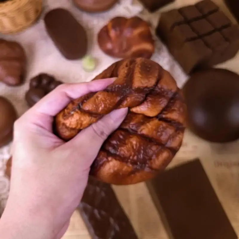 1 Pc Chocolate Bread Model, Food Display Prop, Prank Toy, Slow Rising Stress Relief Decorative Ornament view 3