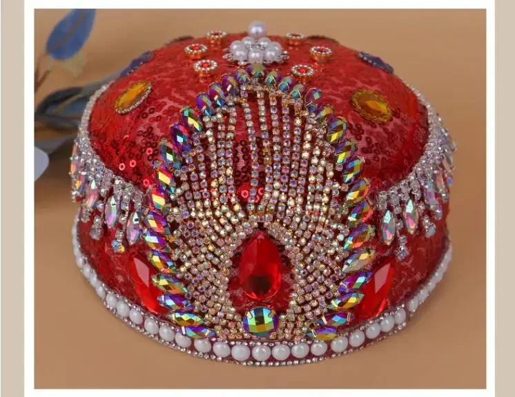 Xinjiang Dance Little Flower Hat Women's Ethnic Style Crown With Diamond Headwear