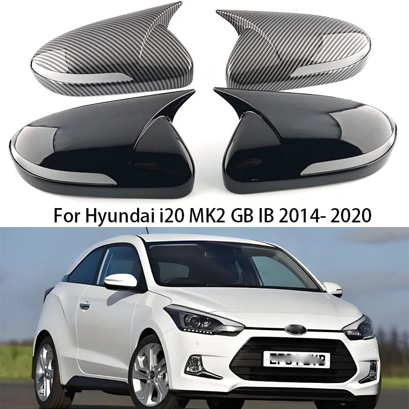For Hyundai I20 MK2 GB IB 2014-2020 Car Rearview Side Mirror Cover Horn Wing Cap Exterior Door Rear View Case Trim Sticker