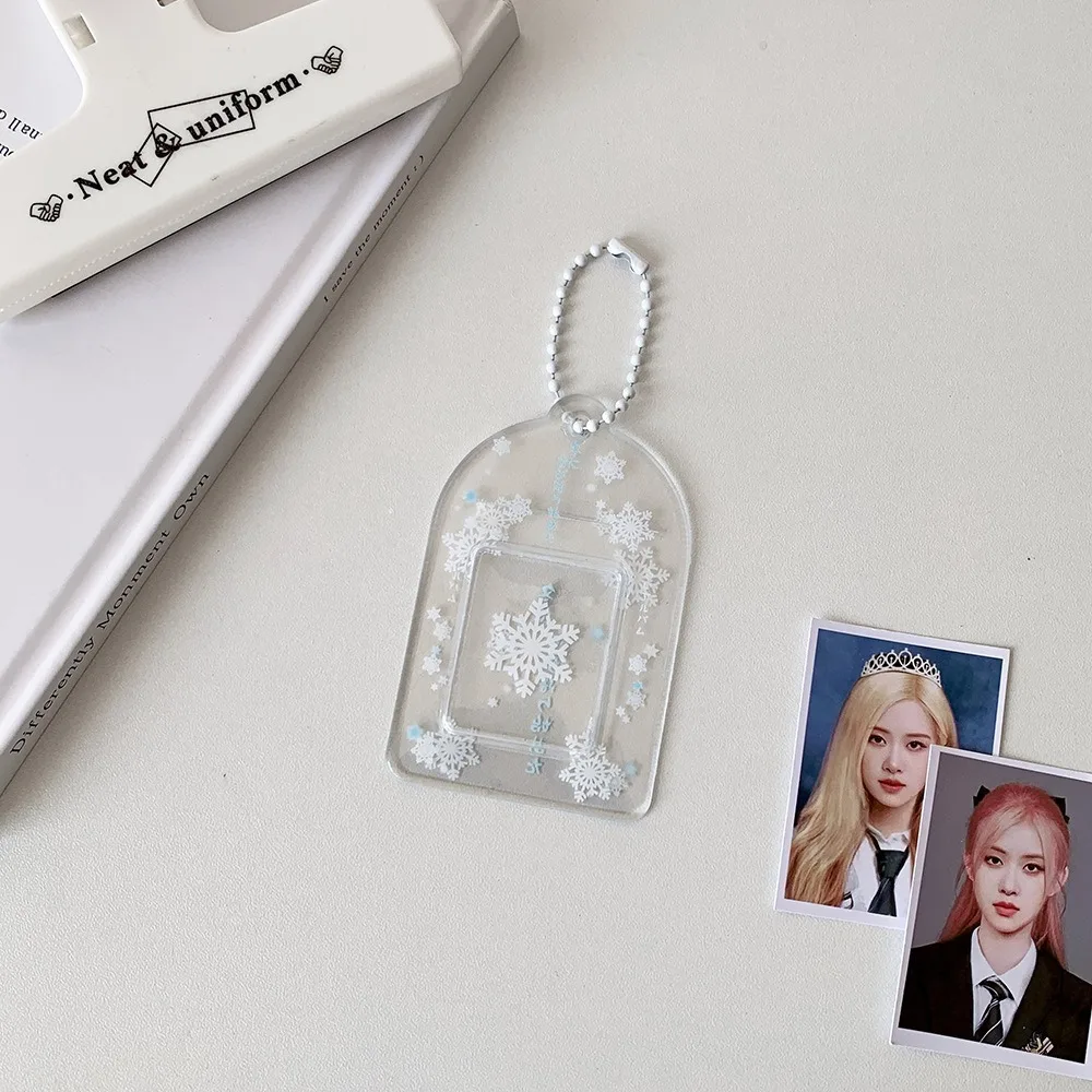 Acrylic PVC Card Cover Photocard Holder Snowflake Love Heart Pendant Idol Card Display Protector Hanging Decoration Korean Style