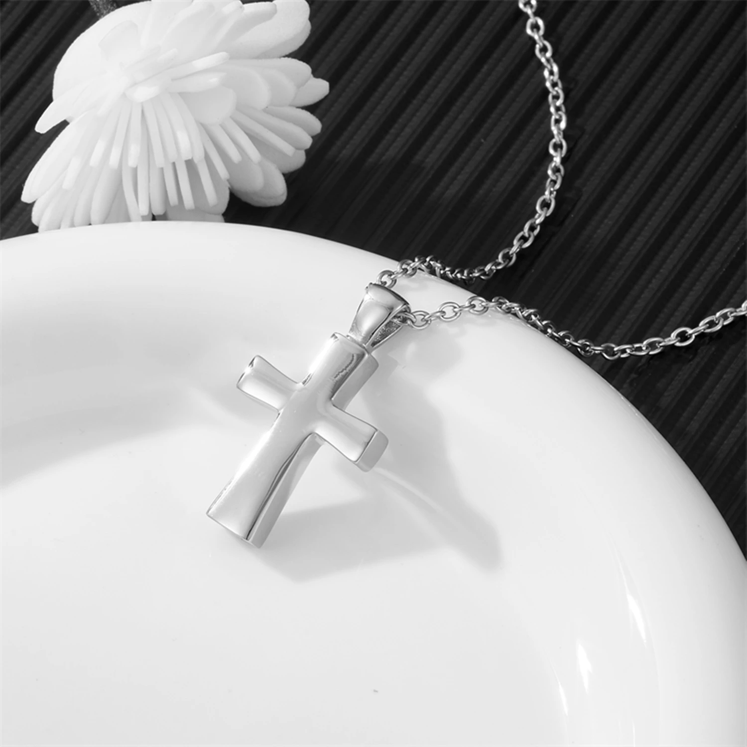 

Stainless Steel Cross Pendant Urn Necklace for Human Ashes Memorial - Cremation Jewelry Keepsake