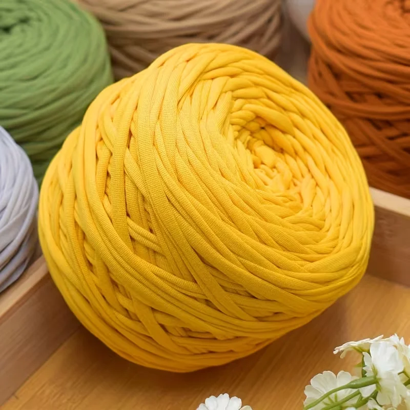 Solid Color T Shirt Yarn Soft Thick Tape Yarn Hand Knitting Material for Crochet Bag Basket Slipper DIY Craft Supplies