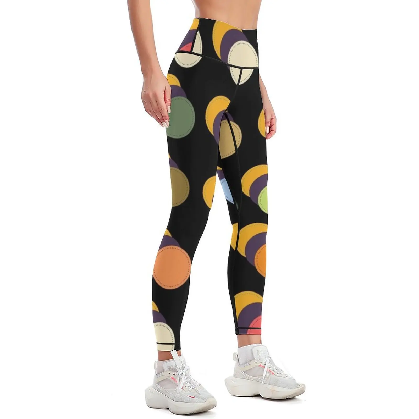 Vintage colorful Pattern, geomatric line pattern, collection Yellow Me Leggings leggins push up woman Womens Leggings