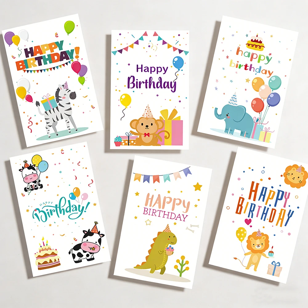 6 Karten + 6 Umschläge Geburtstagskarten Englische Segenswünsche Kleine Karten Partydekoration Karten mit Umschlägen – Detail 3