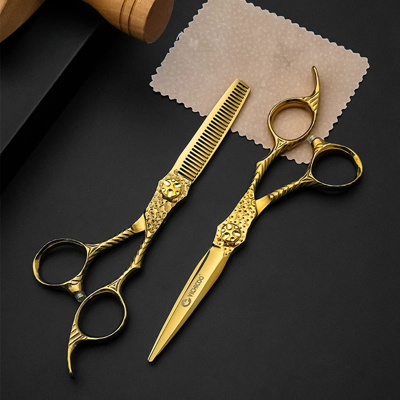 

Professional Salon Colorful Gold Coating Barber Scissors set Hairdressing Accessories For BarberShop