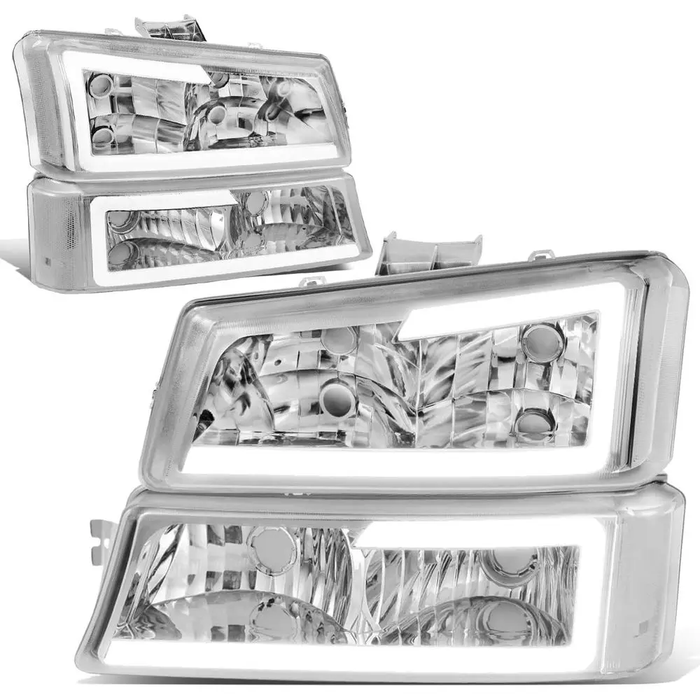 

Chrome LED Headlights Bumper Set for 03-06 Silverado 1500-3500 & Avalanche 1500-2500
