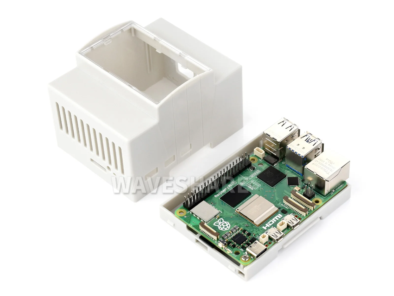 DIN rail ABS Case for Raspberry Pi 5, large inner space, injection moduling