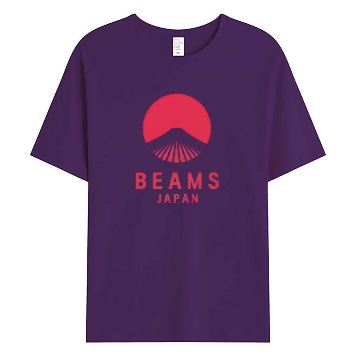 BEAMS JAPAN 20SS Japanese Designed Fanfuji Mountain Red Rope Men's and Women's Loose Cotton Round Neck Short Sleeved T-shirt