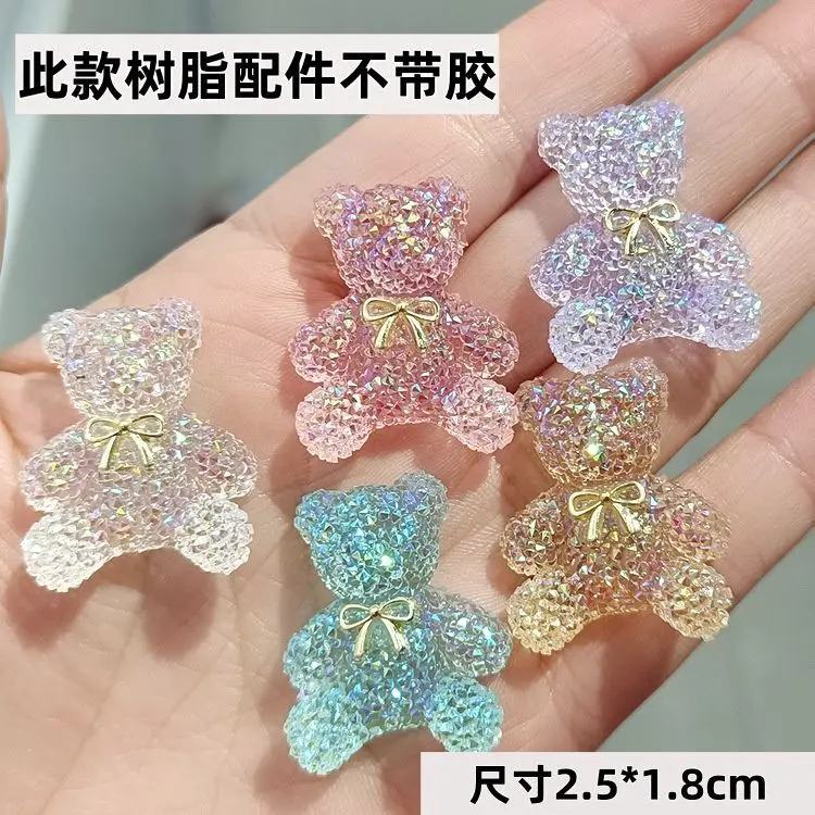 

Shining Bow Tie, Teddy Bear DIY Resin Shoe Wer Hole Shoes Accessories, Headwear, Hair Clip, Phone Case Sticker