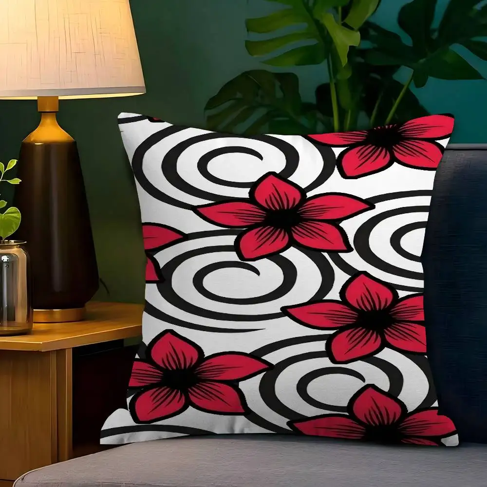 

Red Floral Swirls Stitch Lucky Dragon Pillow Cover Sofa Cushion Cover Home Room Decoration Children Gift