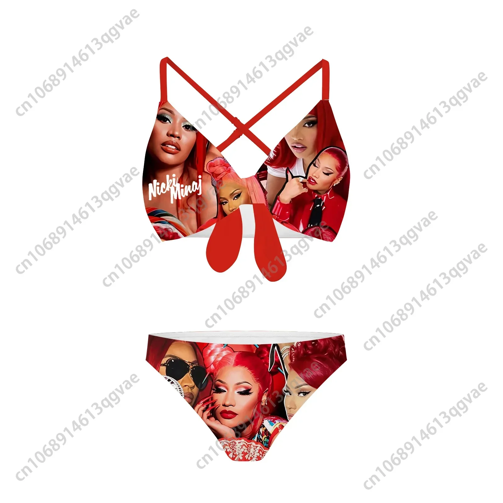 Rapper Nicki Minaj Bathing Suits Cross Strap Suspenders Swimsuits Womens Bikini Pool Party Beach Swimwear Customized Beachwear