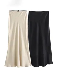 HH Women Satin Skirt High Waist Midi Skirt Stylish Long Skirts For Women Fashion Chic And Elegant Woman Skirt Streetwear