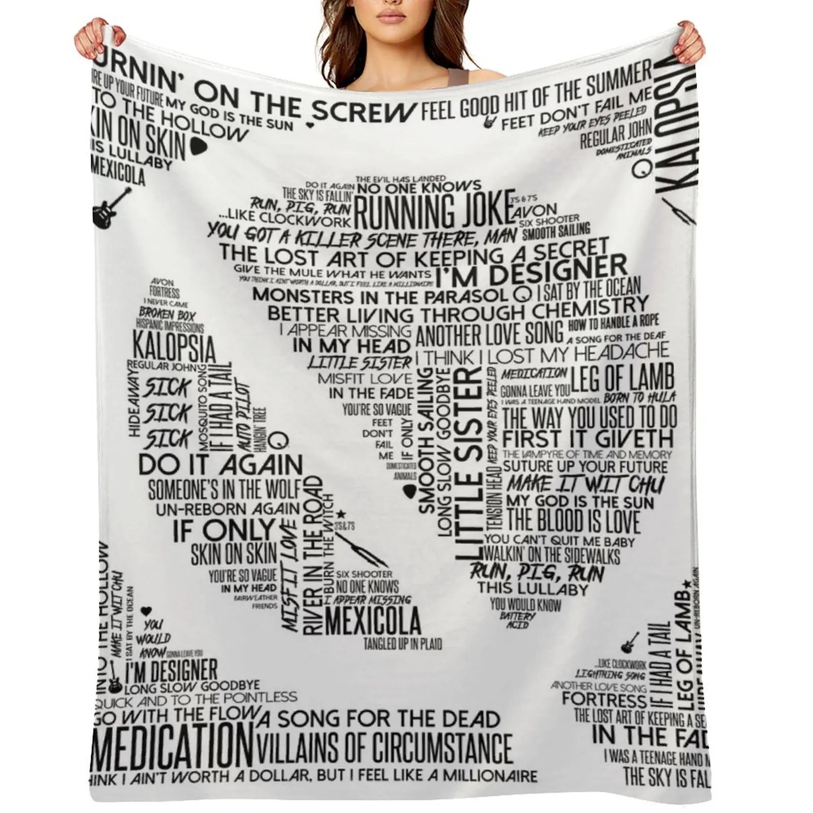 

Queens of the Stone Age Song Titles In Q Throw Blanket Hairy Sofa Quilt Cute Blankets