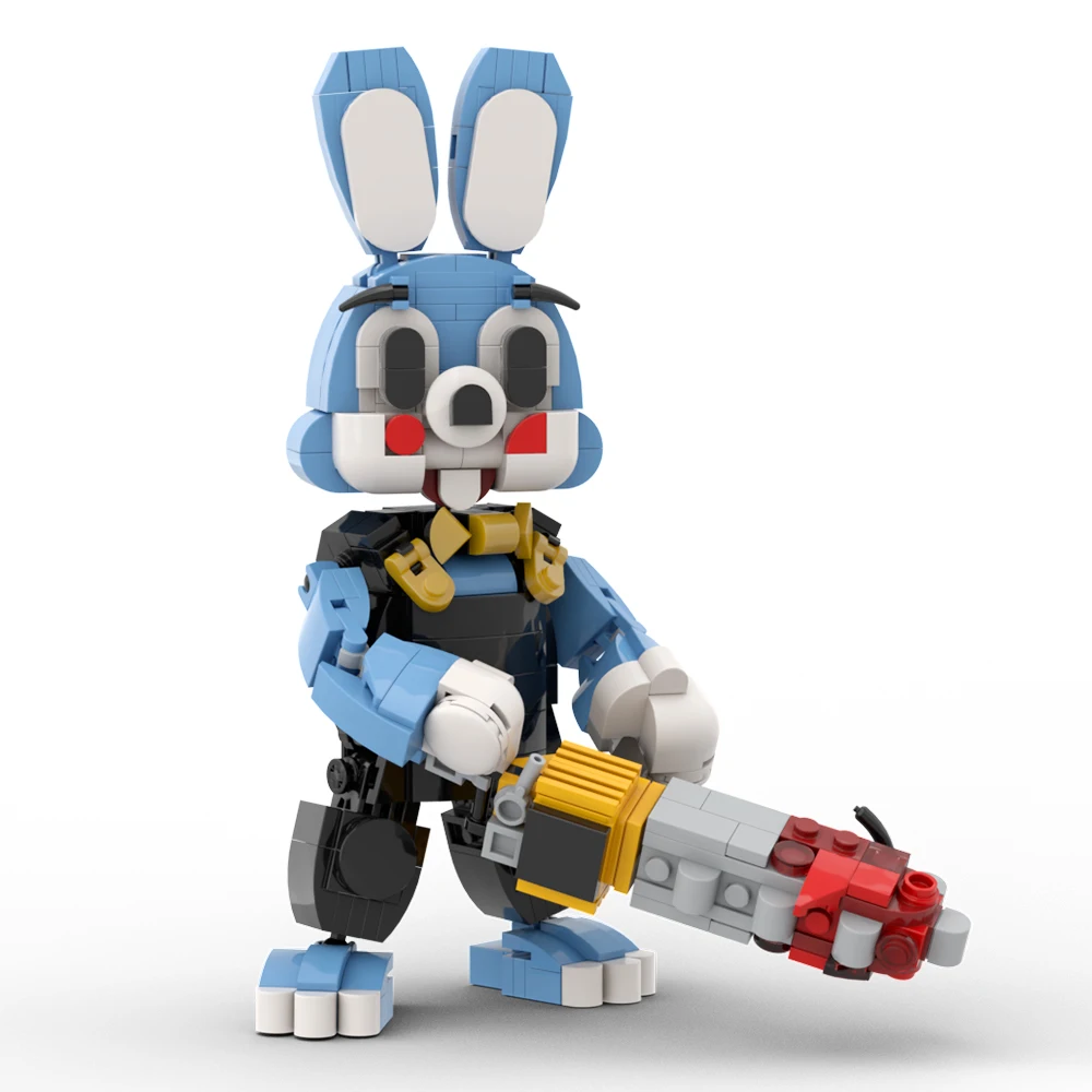 Non Binary Rabbit Figure Building Block Model Kit MOC Blue Bunny Monster Animal Doll Bricks Toy Kid Birthdays Gift