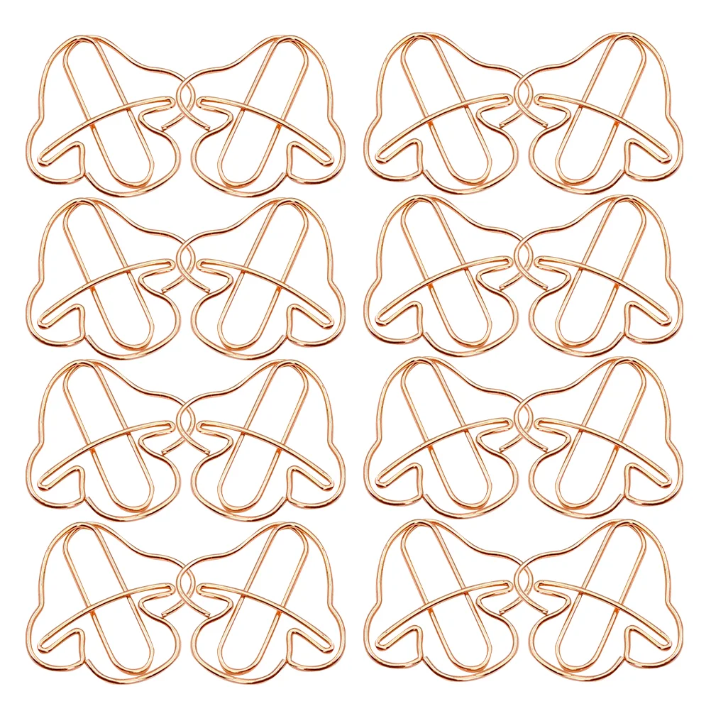 

20 Pcs Mini Mushrooms Paper Clip Bills Fixing Paperclip Cute Clips Students Desk Accessories Vegetable Exquisite Rose Gold