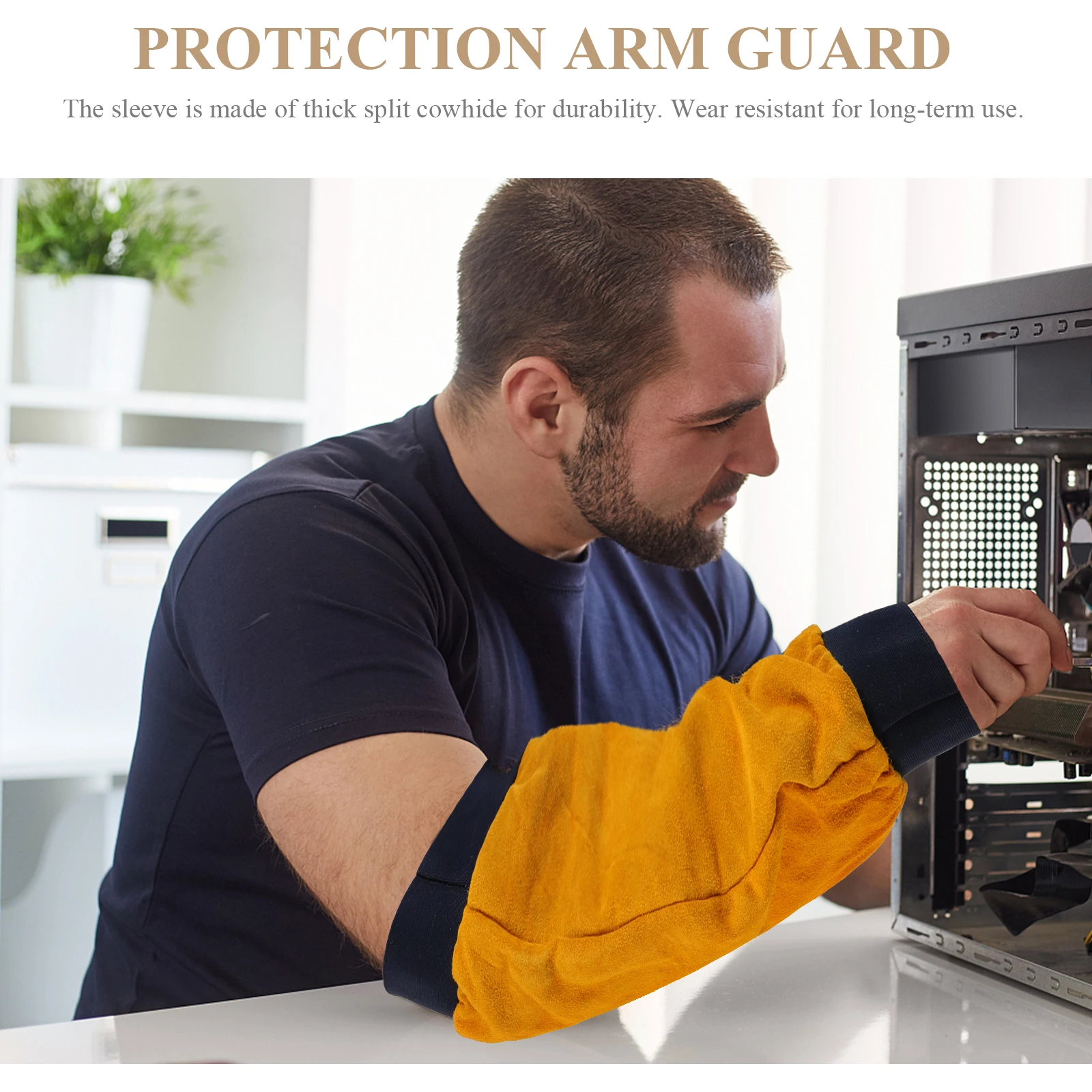 

Heat Resistant Arm Sleeves Durable Working Protection Cowhide Heat Resistant Sleeves Long Flame Safety