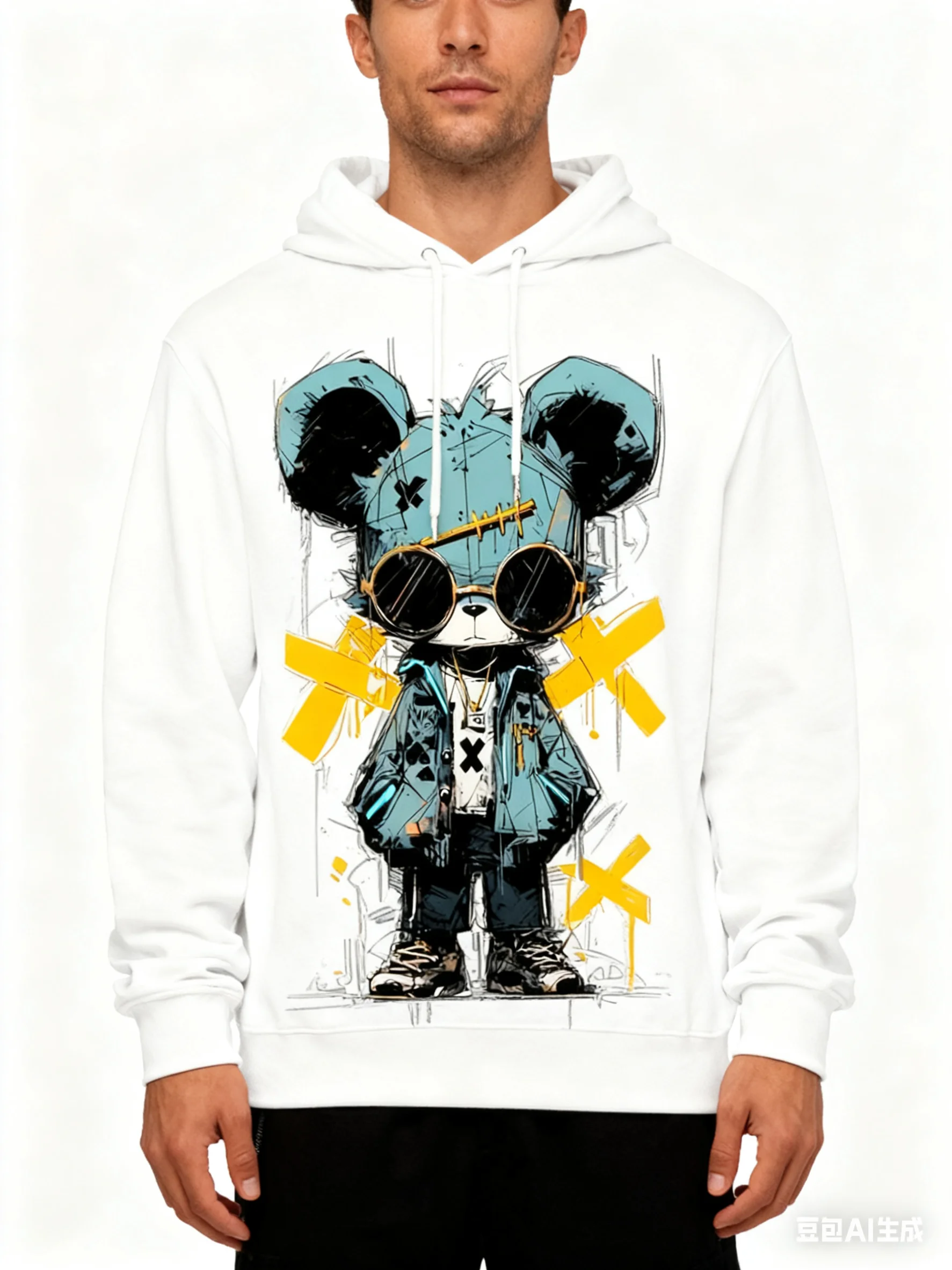 

Cartoon Little Bear Pattern Men's Hoodies Hip Hop Trend y2k Clothes Autumn Winter Casual Loose Sweatshirts Fashion Hooded Shirt