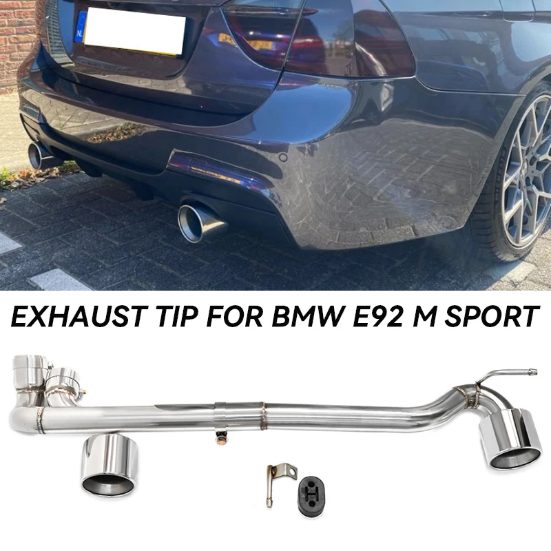 

Stainless Steel Exhaust Pipe Double Out Car Exhaust Tip For BMW E90 E92 318i 320i 330i 325i 2006-2016 MT Bumper Muffler Tip