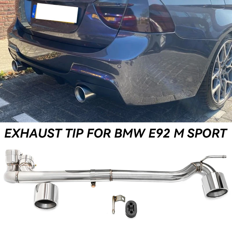 Stainless Steel Exhaust Pipe Double Out Car Exhaust Tip For BMW E90 E92 318i 320i 330i 325i 2006-2016 MT Bumper Muffler Tip