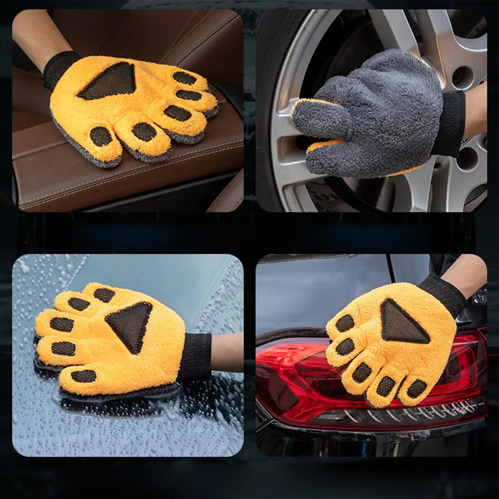 Car Wash Gloves 23.5x23.5cm Thickened Coral Fleece Cleaning Mitt for Men Women Motorcycle Car Truck SUV Automotive Vehicle view 4