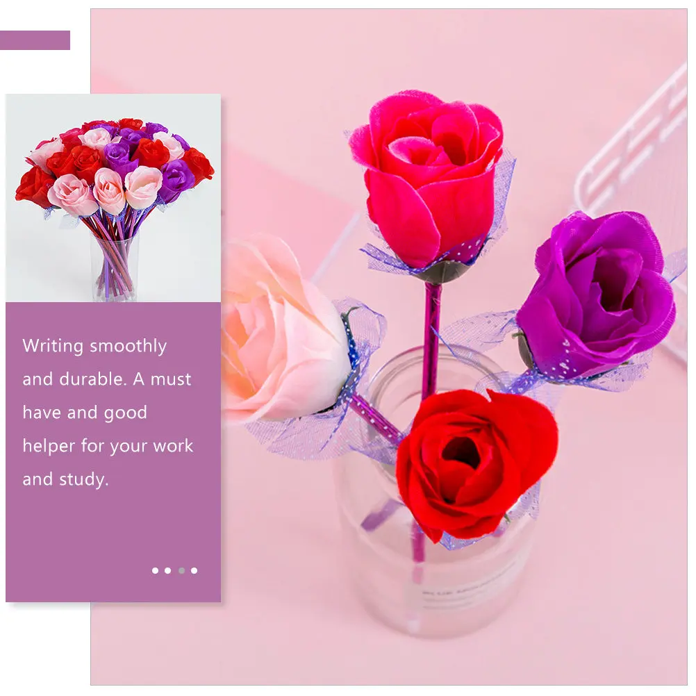 

20Pcs Creative Rose Shape Ballpoint Pens Portable Writing Pen for School Office Students Signature Stationery Supplies Stylish
