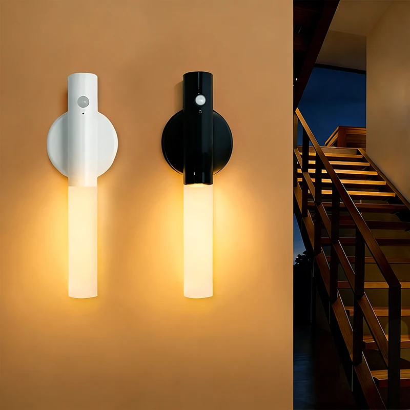 1 Stück Intelligente Bewegungssensor-LED-Wandleuchte, Wiederaufladbare Magnetische Wandlampe, Nachtlicht, Holz-Wandleuchte, Küchenschrankbeleuchtung