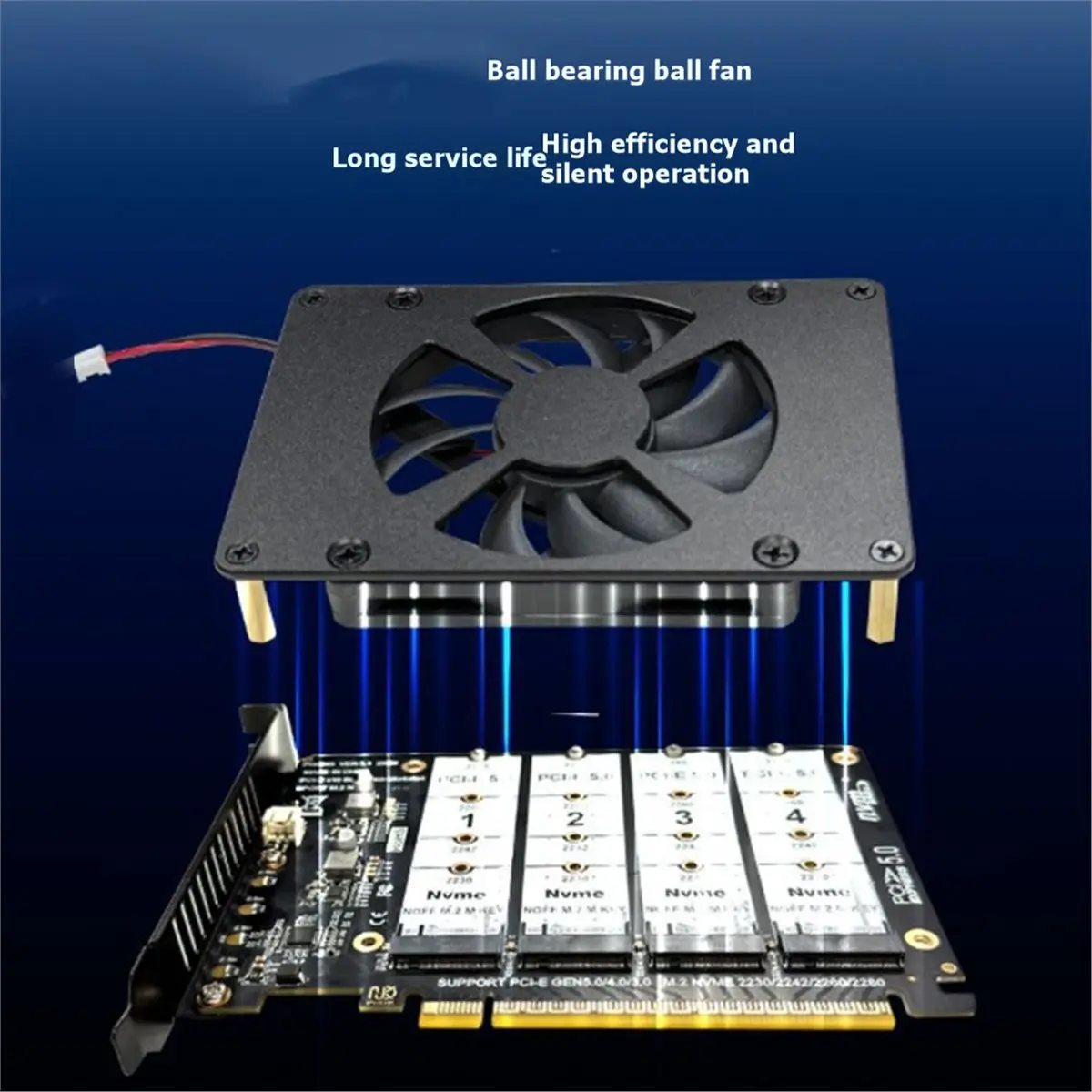 

Карта расширения M.2 на PCI-E для 4 дисков NVMe, адаптер PCIE X16 NVMe M.2 M Key SSD RAID, поддержка 2230 2230-2