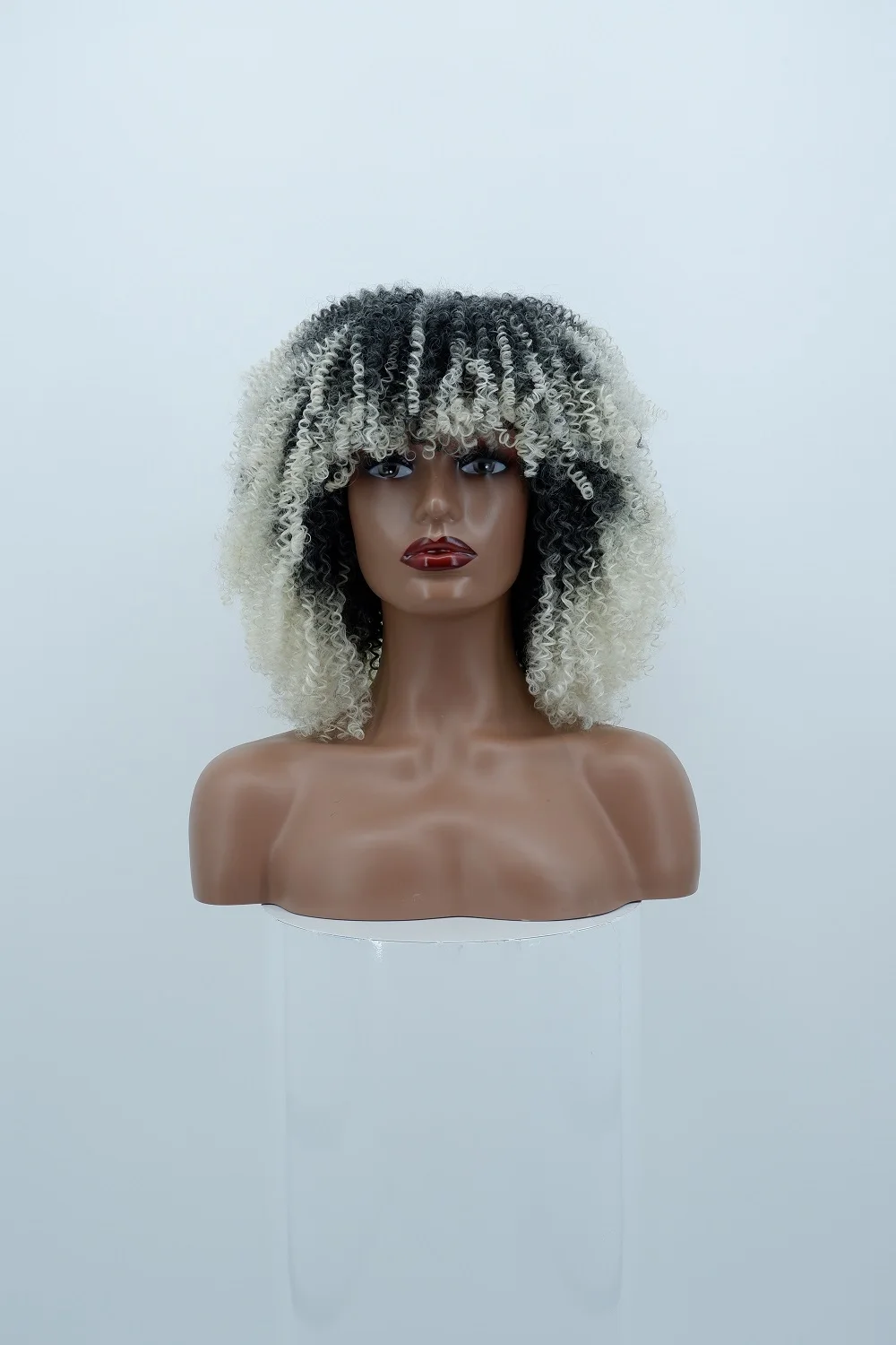 Hz cabelo curto afro kinky encaracolado peruca para preto feminino cosplay loira perucas naturais sintéticas africano sem cola resistente ao calor