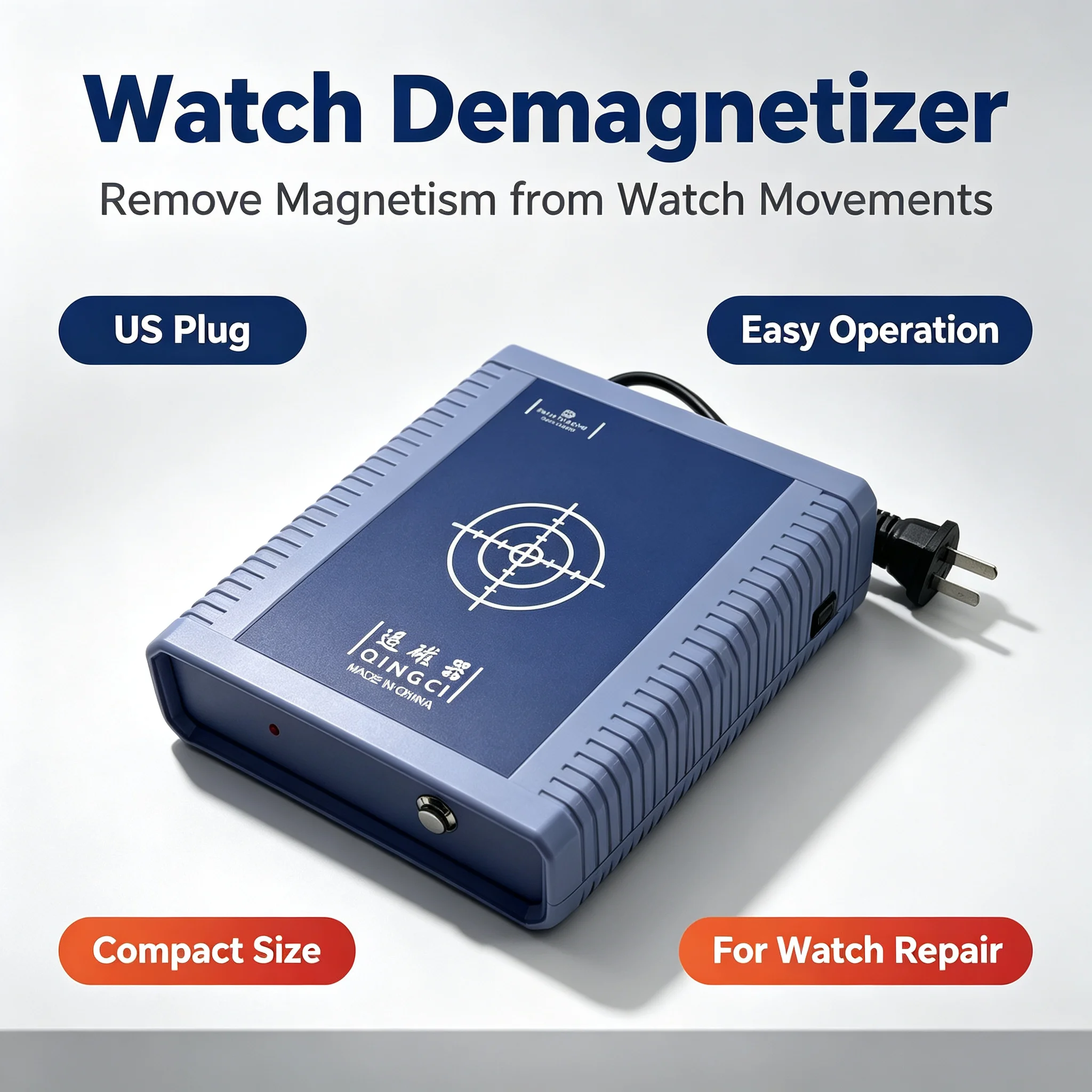 Watch Demagnetizer US Plug Small Electric Corded Watch Movement Degaussing Tool Rectangular for Mechanical Watch Repair Accs