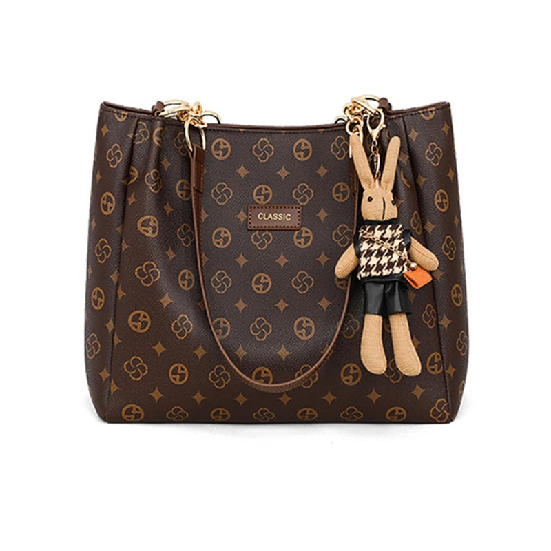 

Женская роскошная сумка-тоут из натуральной кожи с монограммой, классическая универсальная сумка через плечо, женская дизайнерская сумка-реплика большой вместимости