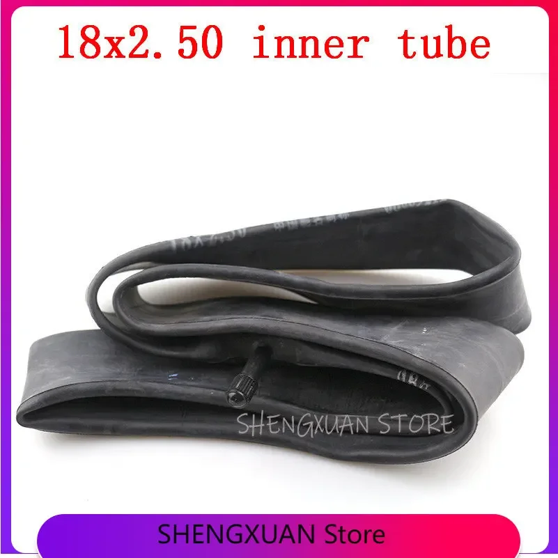 InnerTube 18 X 2,50 с изогнутым угловым стержнем клапана подходит для многих газовых электрических скутеров и электронных велосипедов. Внутренняя трубка 18x2,5. Доставка молнии.