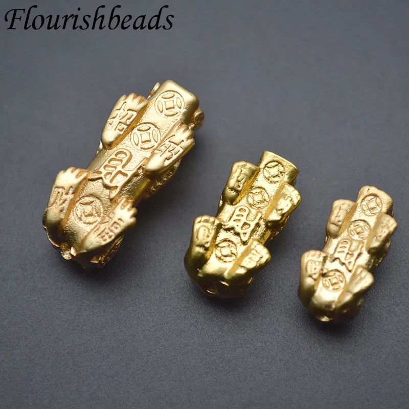 Three Sizes Metal Real Gold Plated Feng Shui Pixiu Loose Beads DIY Luck Bracelt Neckalce Charms Jewelry Accessories