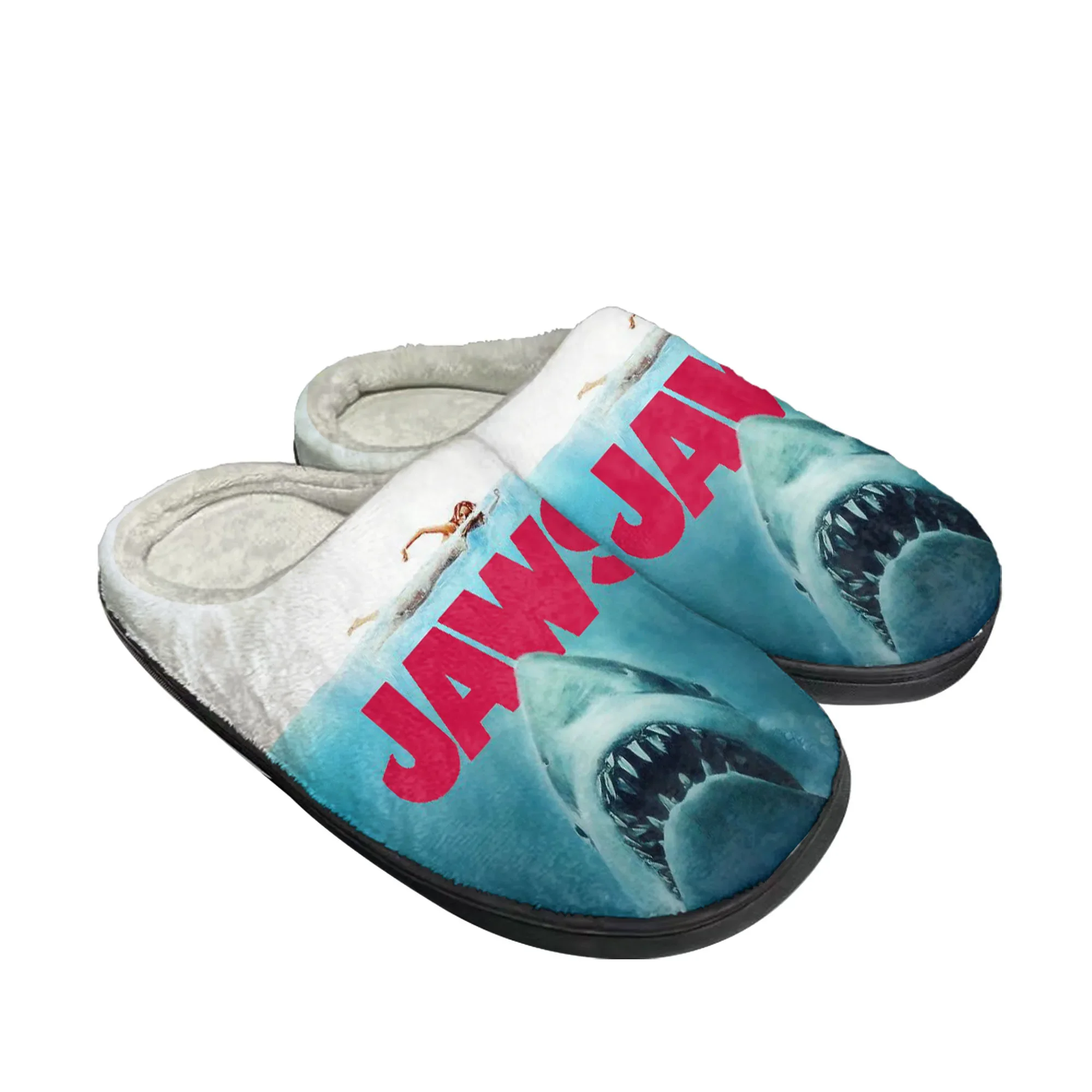 Jaws Movie Shark Home Cotton Slippers Men Women Plush Bedroom Casual Keep Warm Shoes Thermal Indoor Slipper Custom Shoe