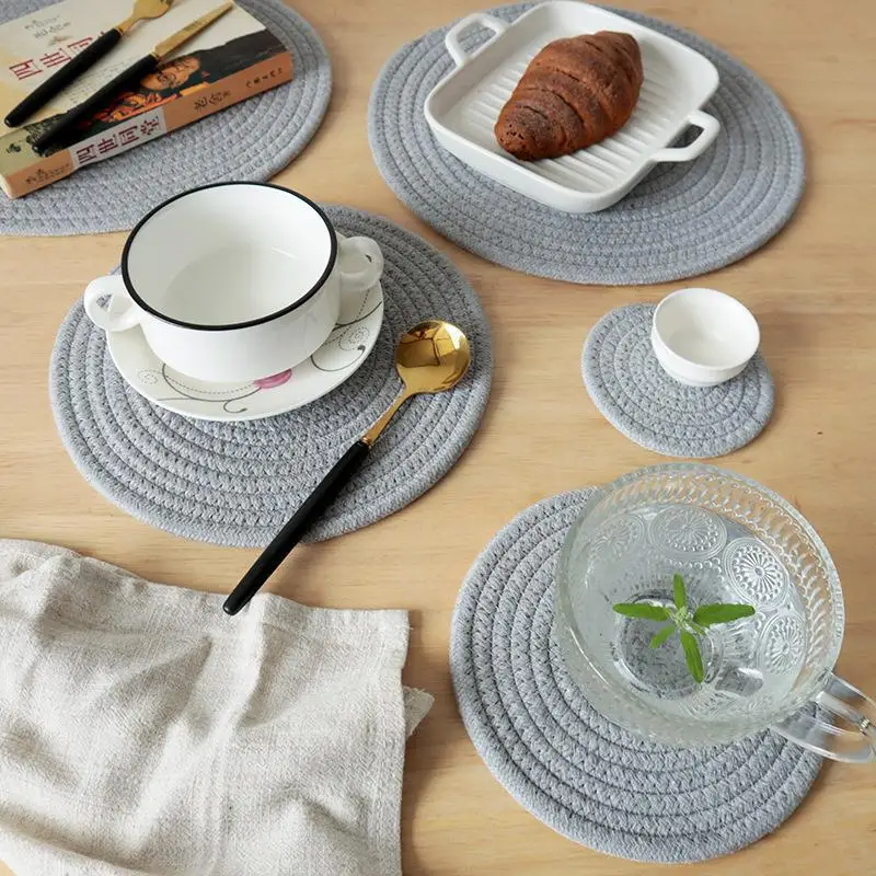 Household kitchen cotton rope table mat, coaster, heat‑resistant pad, anti‑scald cup mat, and pot holder kitchen ornaments view 4