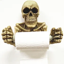 Novelty Skull Shape Tissue Holder Wall Hanging Kitchen Bathroom Toilet Roll Paper Towel Rack Plastic Holder Household Supplies