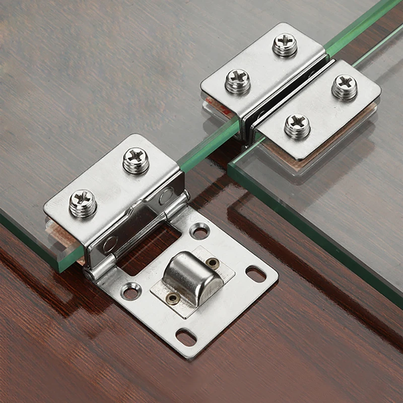 1PCS Glass Door Hinge Clip Thickened Stainless Hinge Non Perforated Bathroom Clip Display Wine Cabinet Door Clip Hinge Hardware
