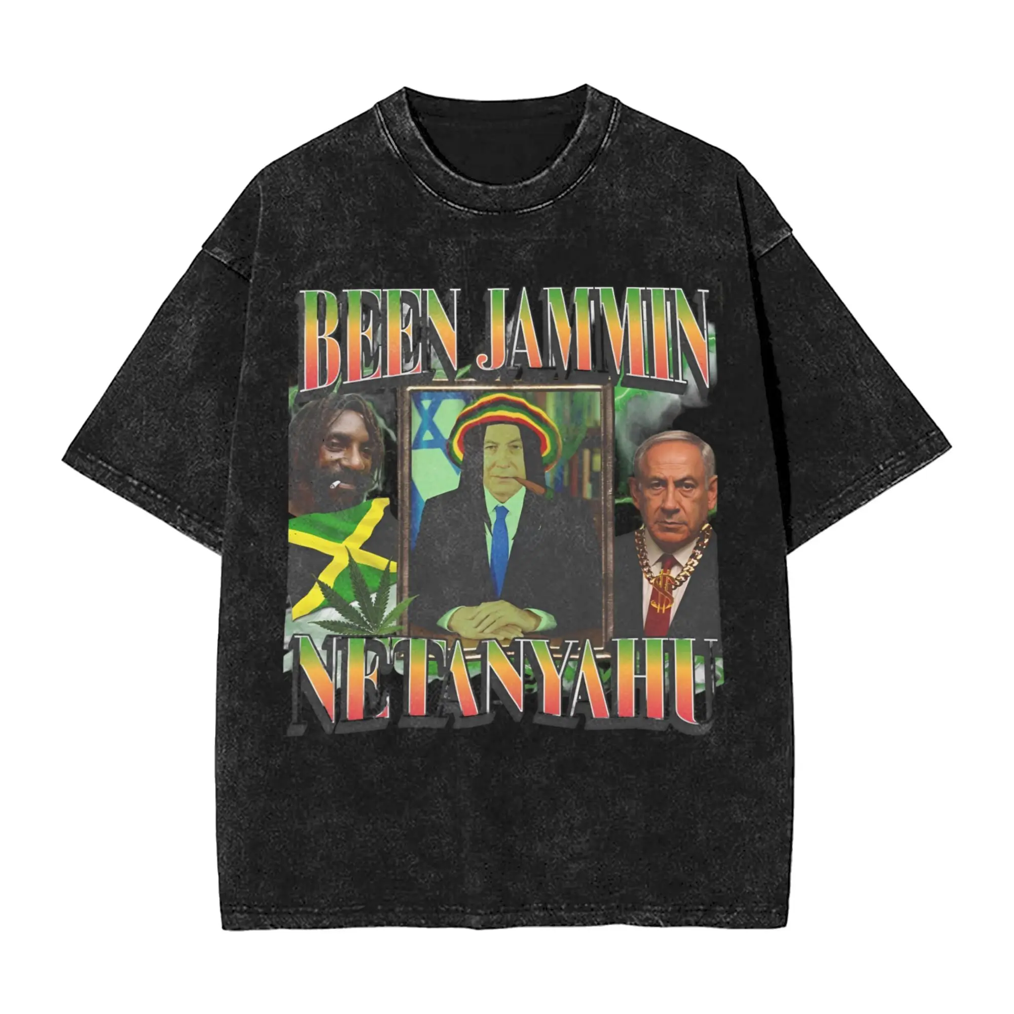 BYE-BYE BIBI Benjamin Netanyahu Leaves Office  Washed T Shirts Streetwear Hip Hop Vintage T-Shirts  Tees Men Women Short Sleeve