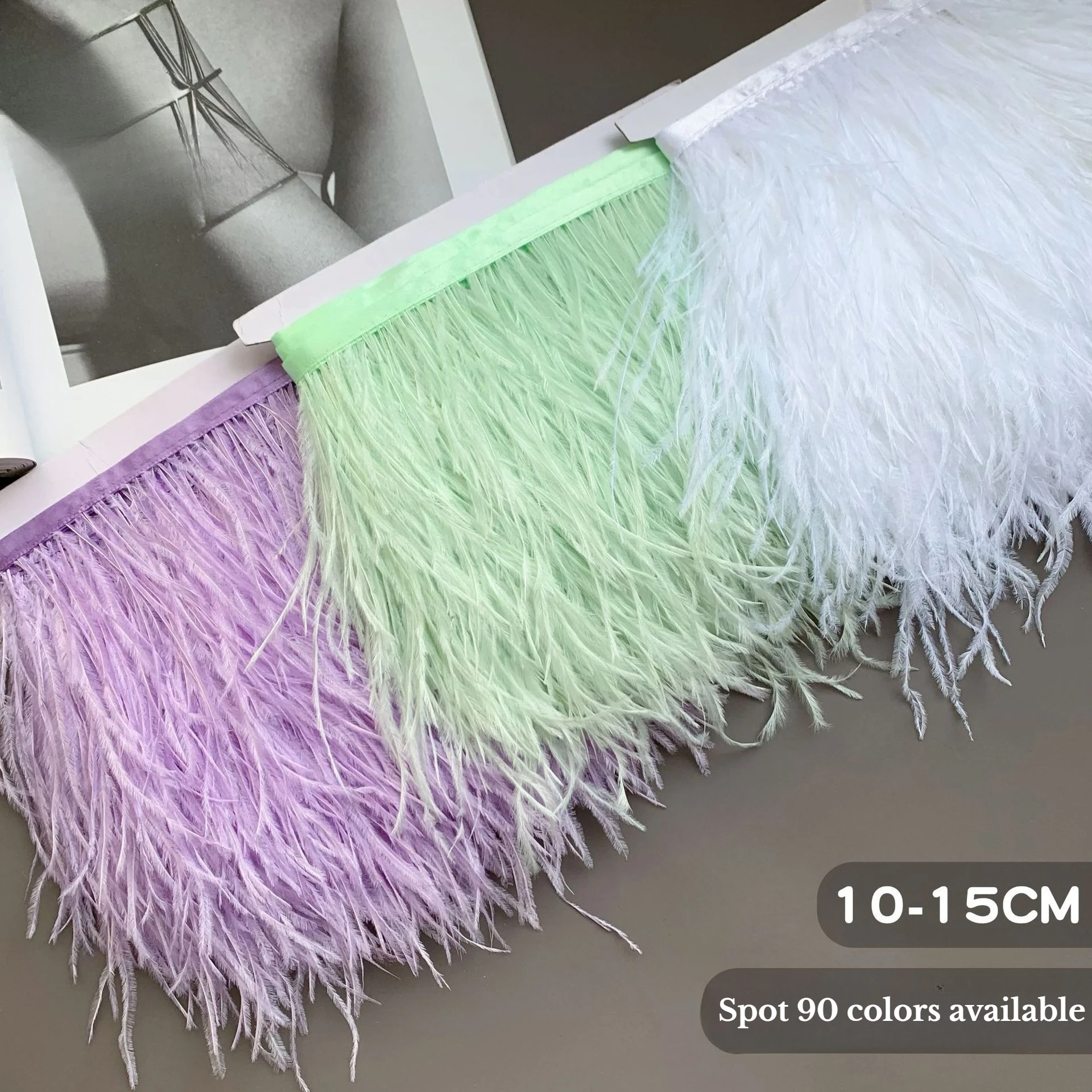 

Оптовая продажа 10-15 см ткань из страусиной шерсти с краями и перьями, кружевные аксессуары для одежды, юбка, декоративная тканевая полоска с перьями своими руками