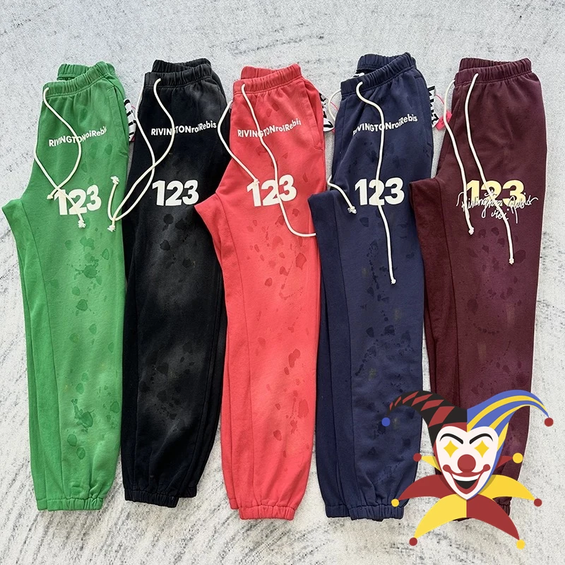 Tie-Geverfd Vintage Gewassen Rrr123 Joggingbroek Mannen Dames 1:1 Hoge Kwaliteit Rrr 123 Jogger Trekkoord Broek Oversized Broek