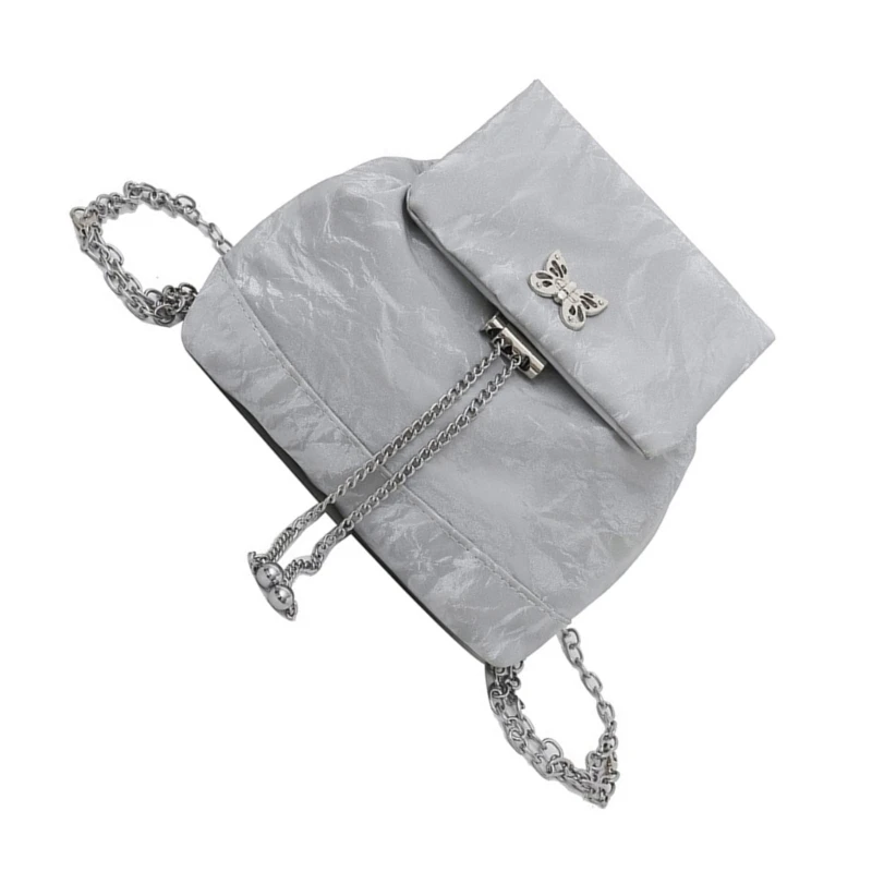 Modischer Rucksack, einfarbiger Rucksack mit verstellbarer Riemenkette, Schultasche, PU-Leder, Tagesrucksack für den täglichen