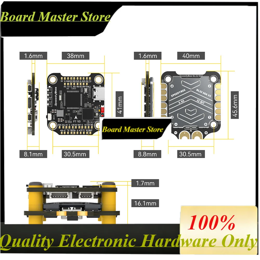 BoaMasMSpeedyBee F7 V3 Flight Stack 3-6S Lipo F7 V3 Flight Controller & BL32 50A ESC 30.5x30.5mm 500MB Flash For RC FPV Freestyl
