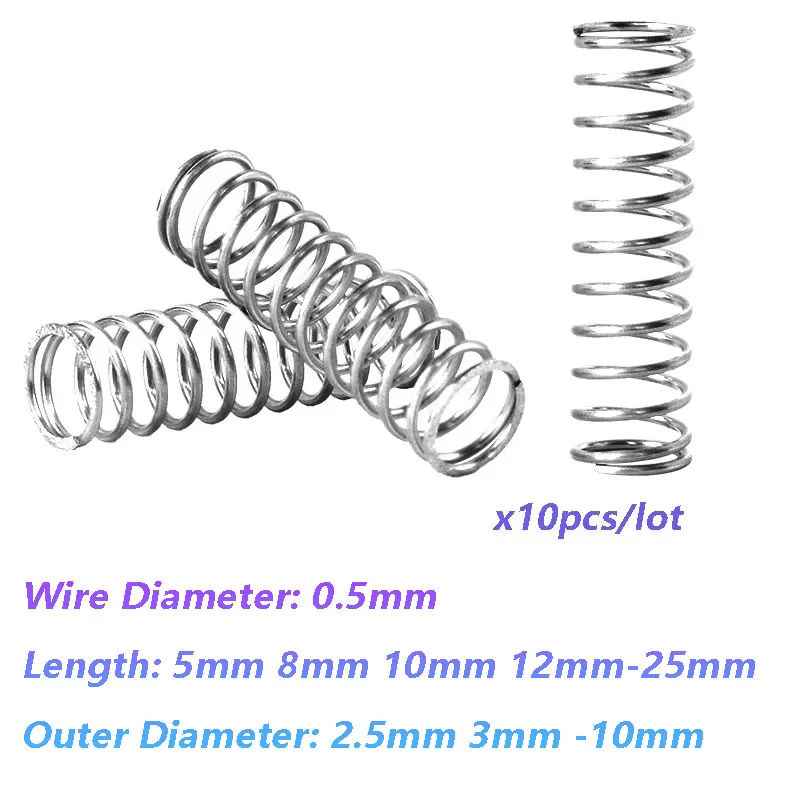 Wire Diameter 0.5mm 304 Stainless Steel Compression Spring, Y-shaped Shock Absorption Return Spring Customizable 10Pcs