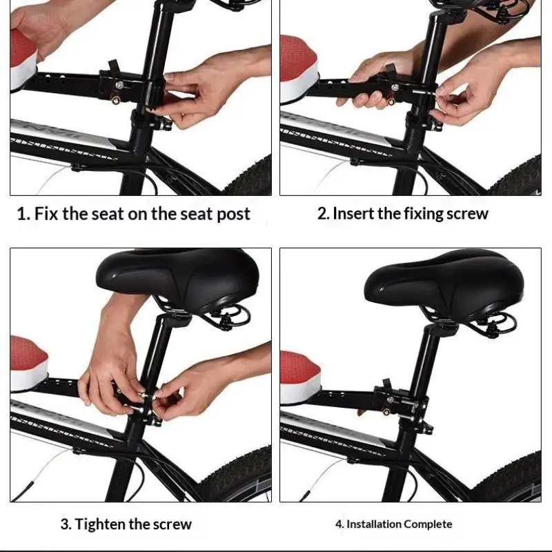 @*Child Bicycle Detachable Safety Seat with Backrest Stable Non-slip Kids Bike Seat for 1-5 Years Old Toddlers Riding
